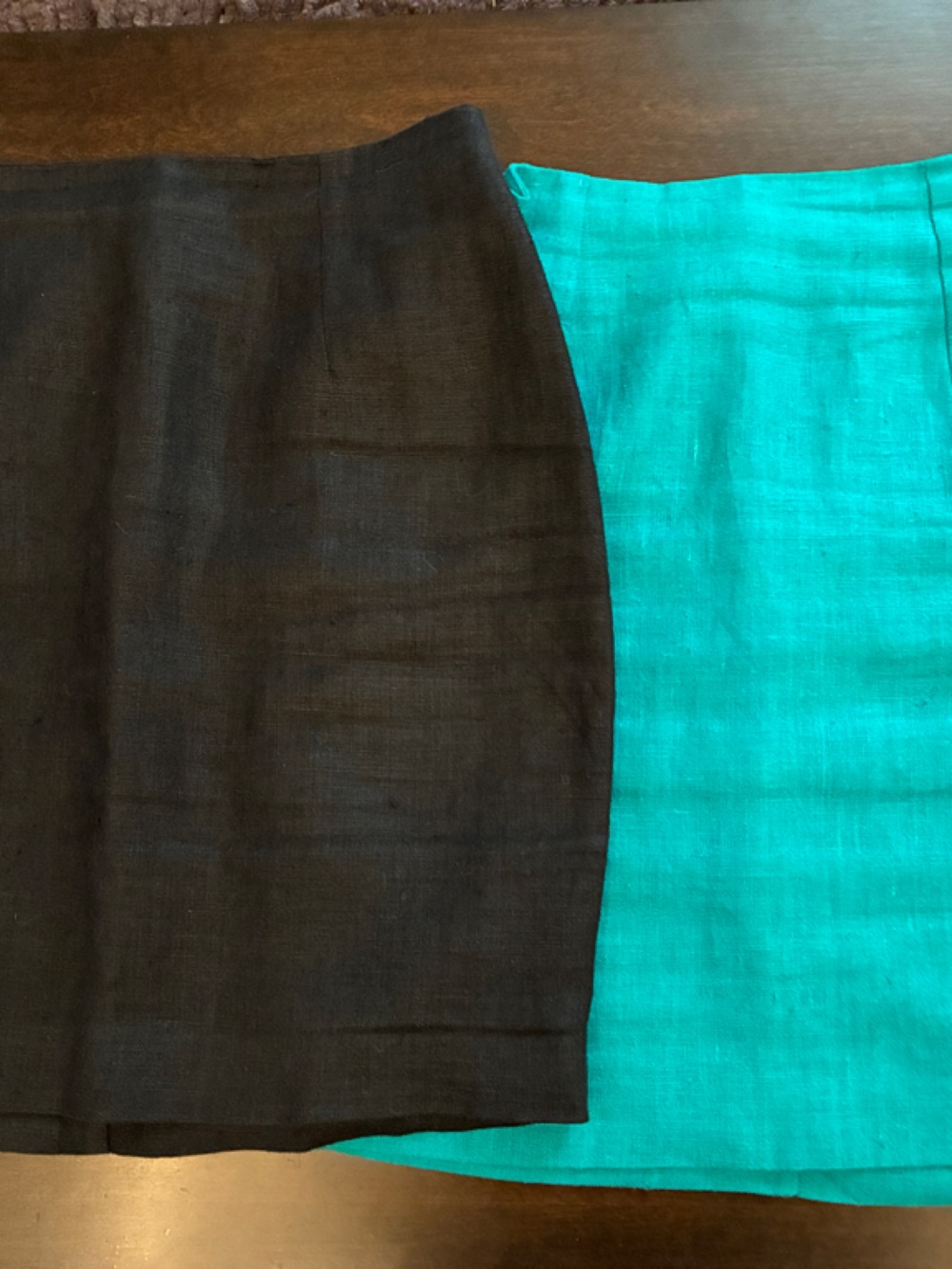 2 Clifford & Wills Black and Teal Linen Skirts. 4.